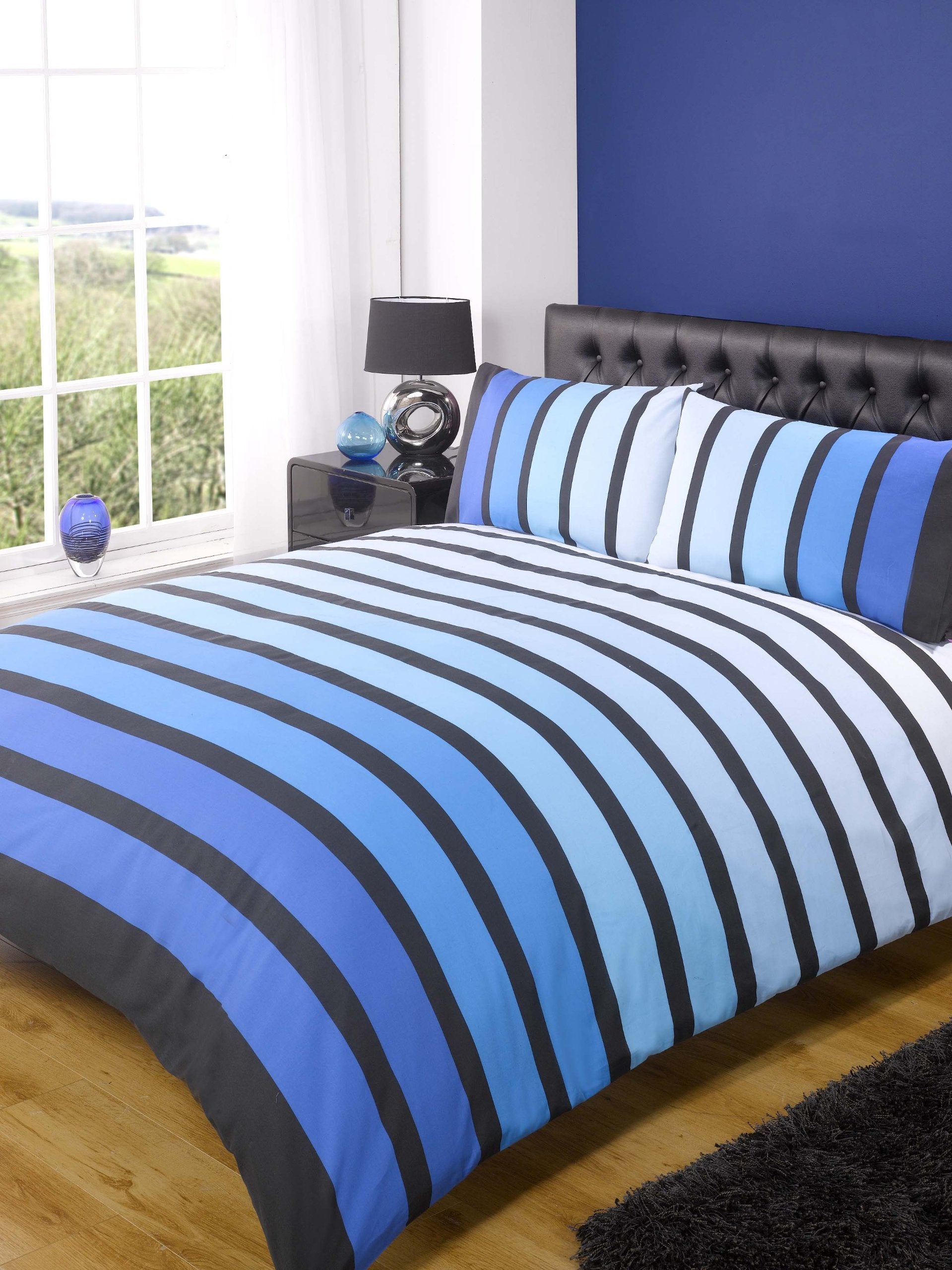 Rapport Home Art Soho Blue Striped Duvet Cover Set | Single Size | Polycotton Blend 2