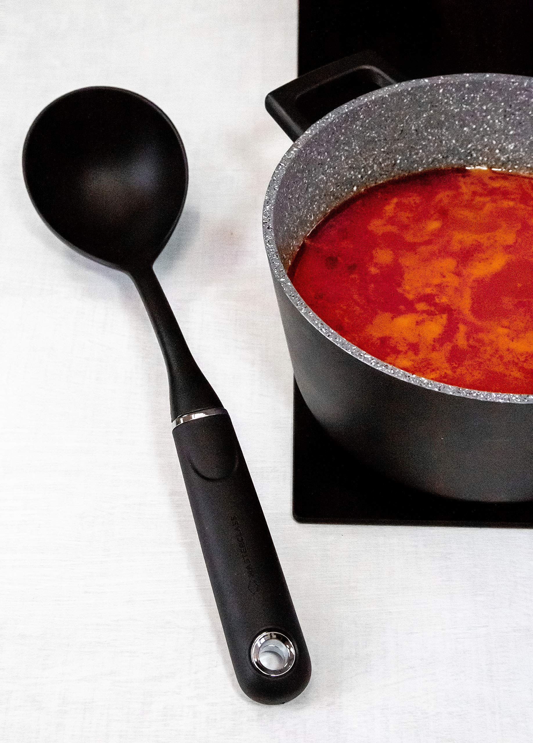 MasterClass Nylon Soup Ladle with Soft Grip Handle | 34 cm Length | Non-Stick Safe 2