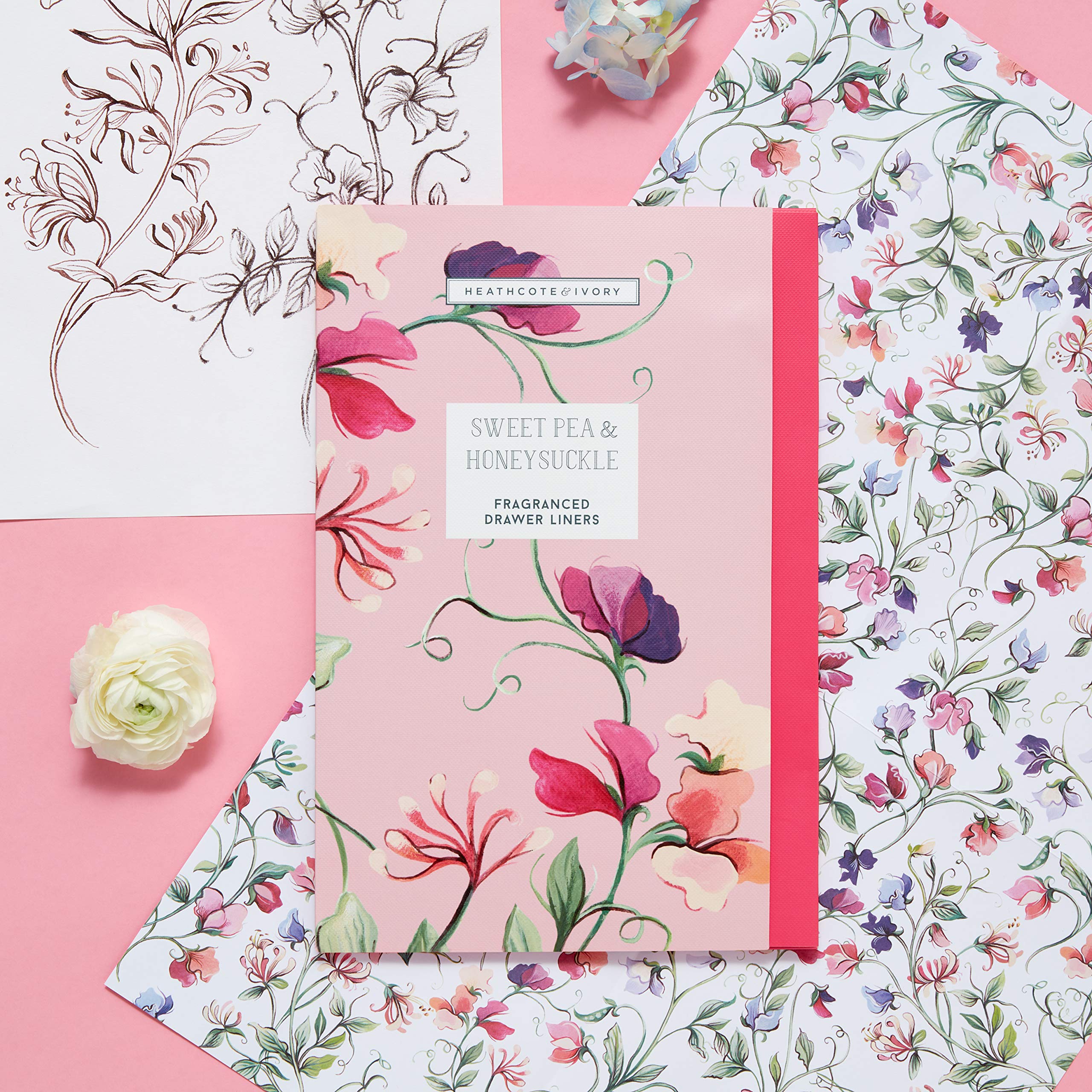 Heathcote & Ivory Fragranced Drawer Liners x5 - Sweet Pea & Honeysuckle Scent | 34W x 50L cm 5