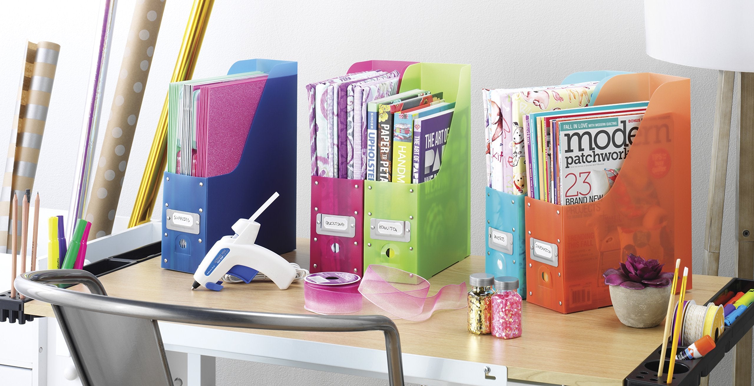Whitmor Magazine & Newspaper Holders - Set of 5 Assorted Colors | Durable Resin Construction 3