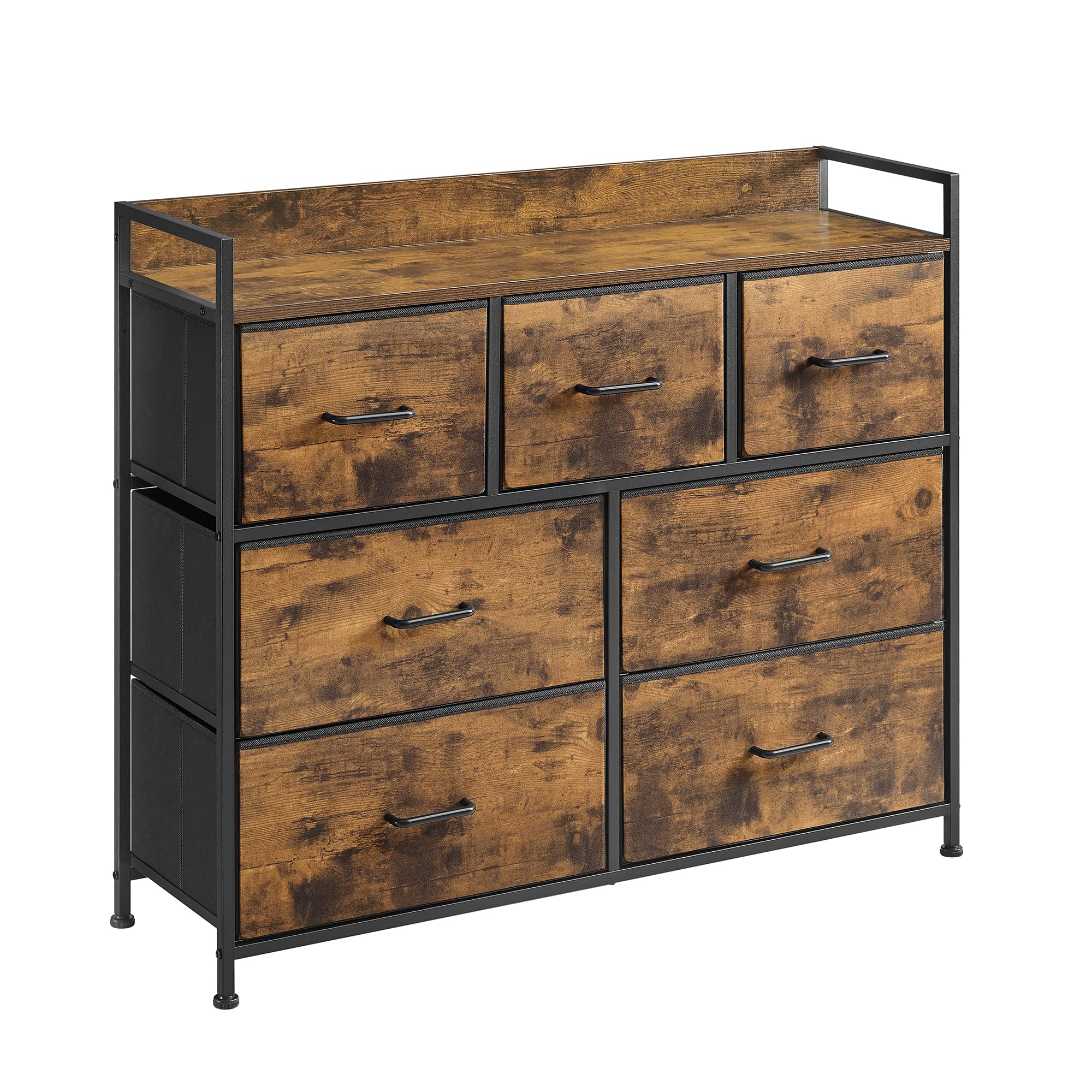 SONGMICS Chest of Drawers - 7 Fabric Drawers | Metal Frame | Rustic Brown & Ink Black | LTS137B01 3