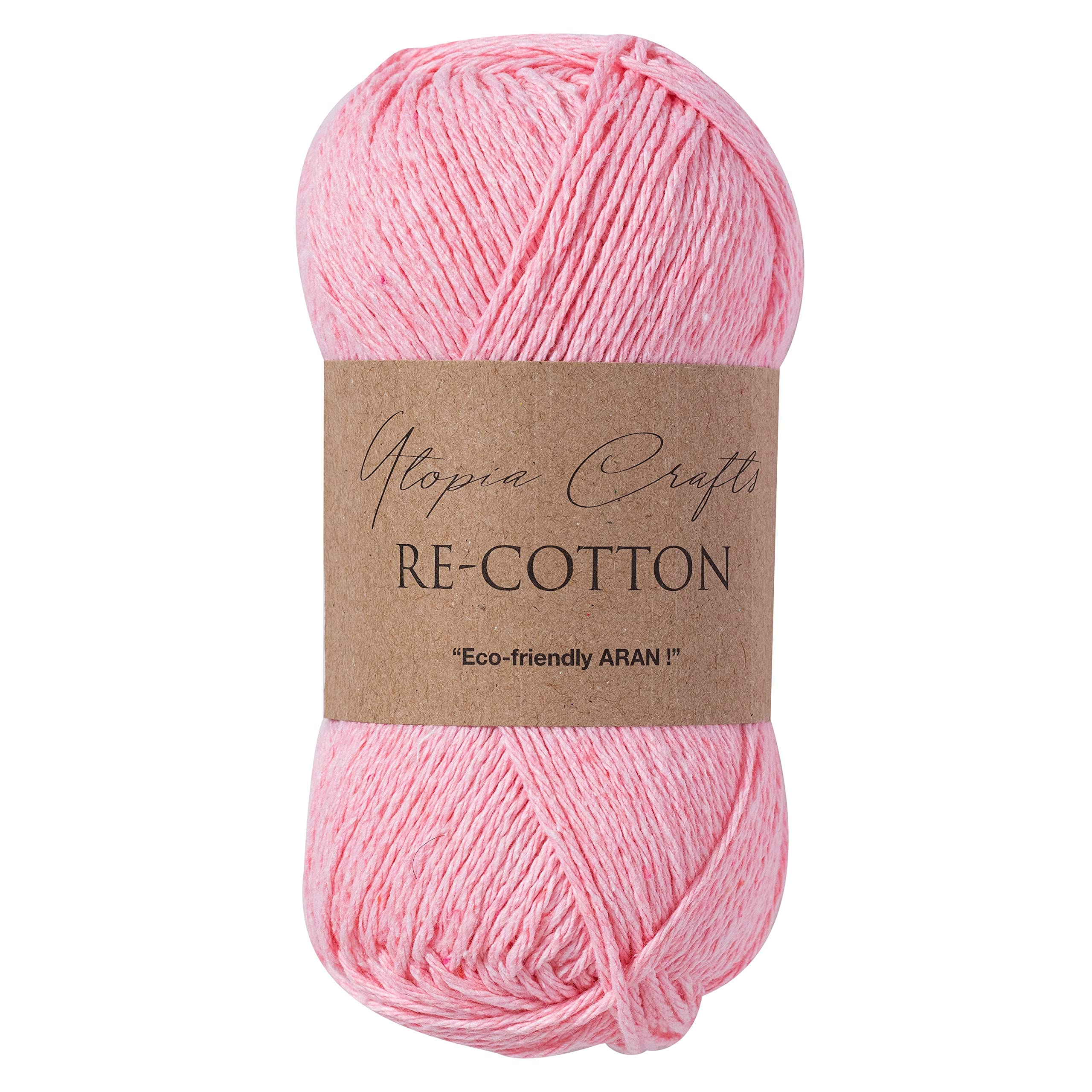 Utopia Crafts Re-Cotton Knitting Yarn - 5 Pack, 500g Total, Light Pink | DK Weight | Vegan 2