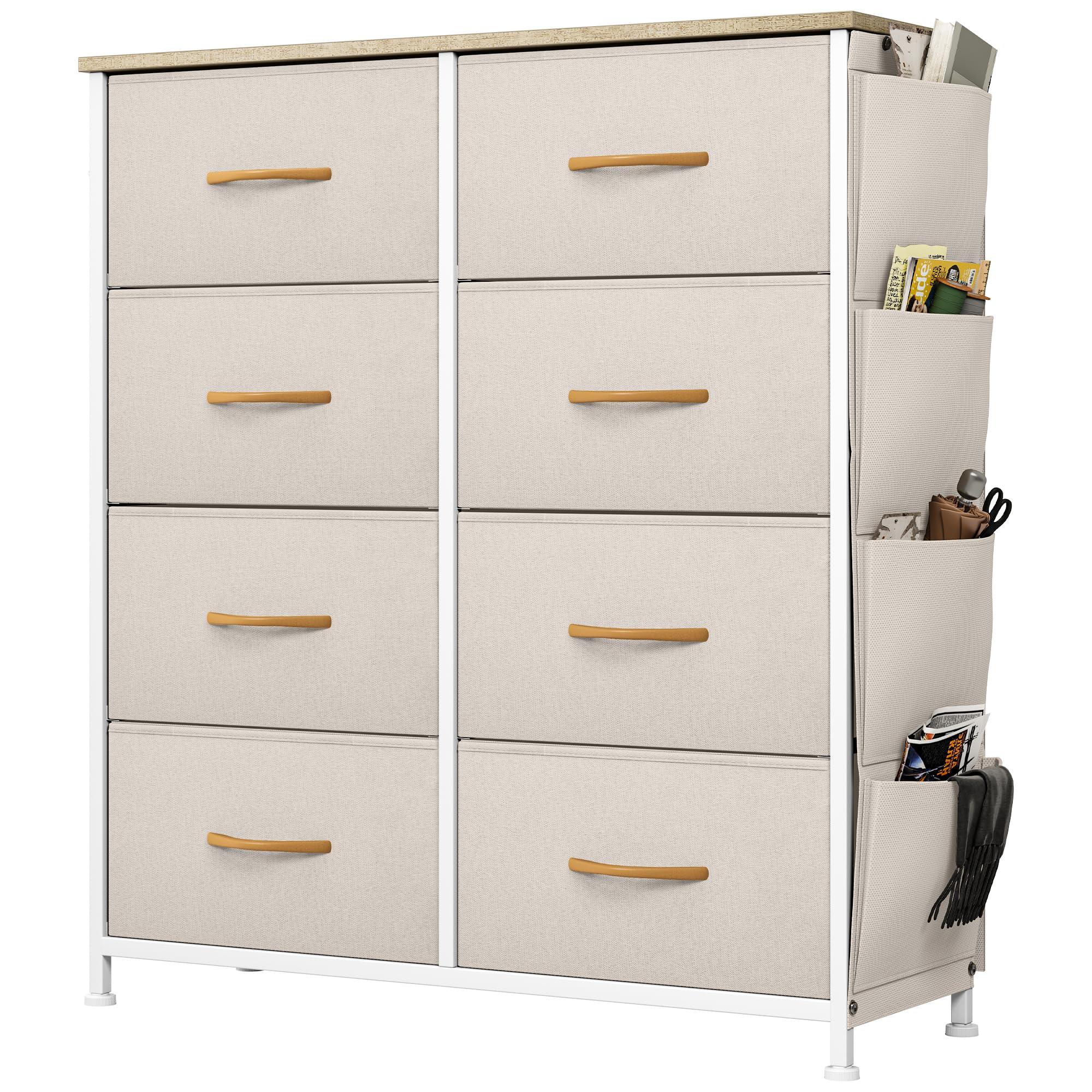 YITAHOME Fabric Chest of Drawers - 8 Drawers | Beige | 85.6W x 97.5H cm 1