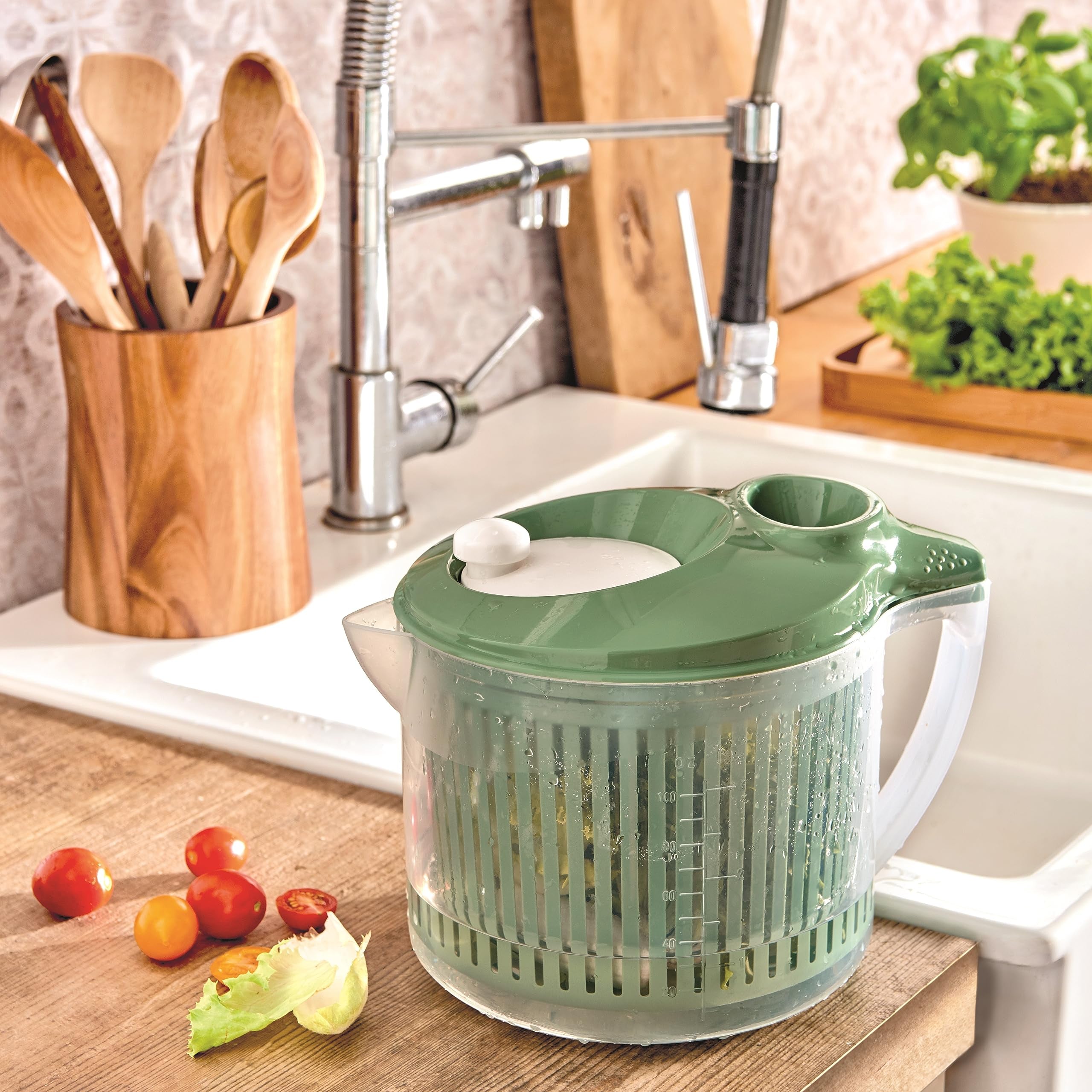 Snips Wash & Dry Salad Spinner - 3 Liters Capacity | Ergonomic Handle | Dishwasher Safe 8