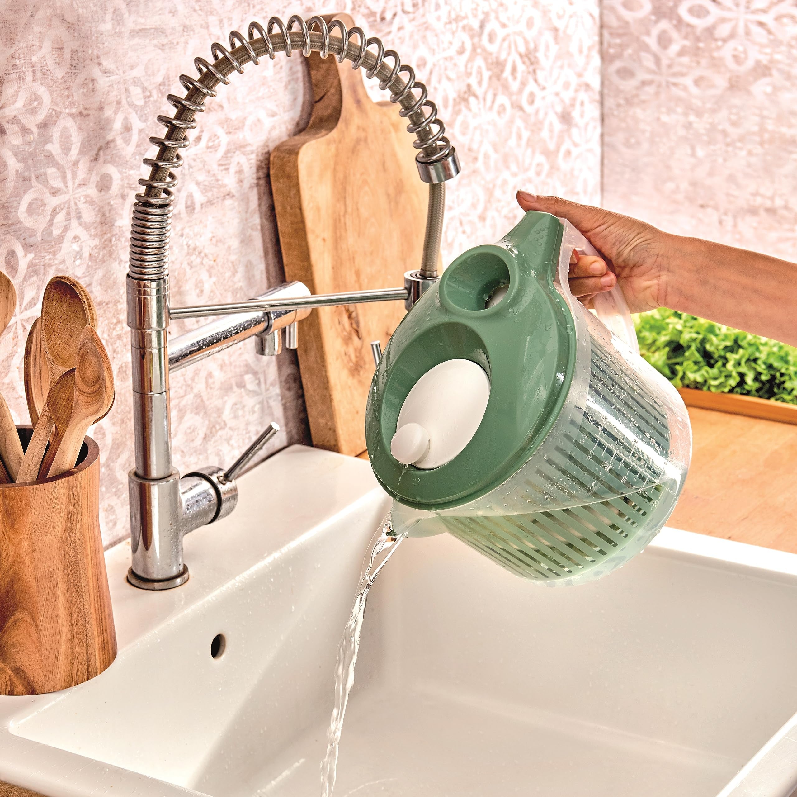 Snips Wash & Dry Salad Spinner - 3 Liters Capacity | Ergonomic Handle | Dishwasher Safe 7