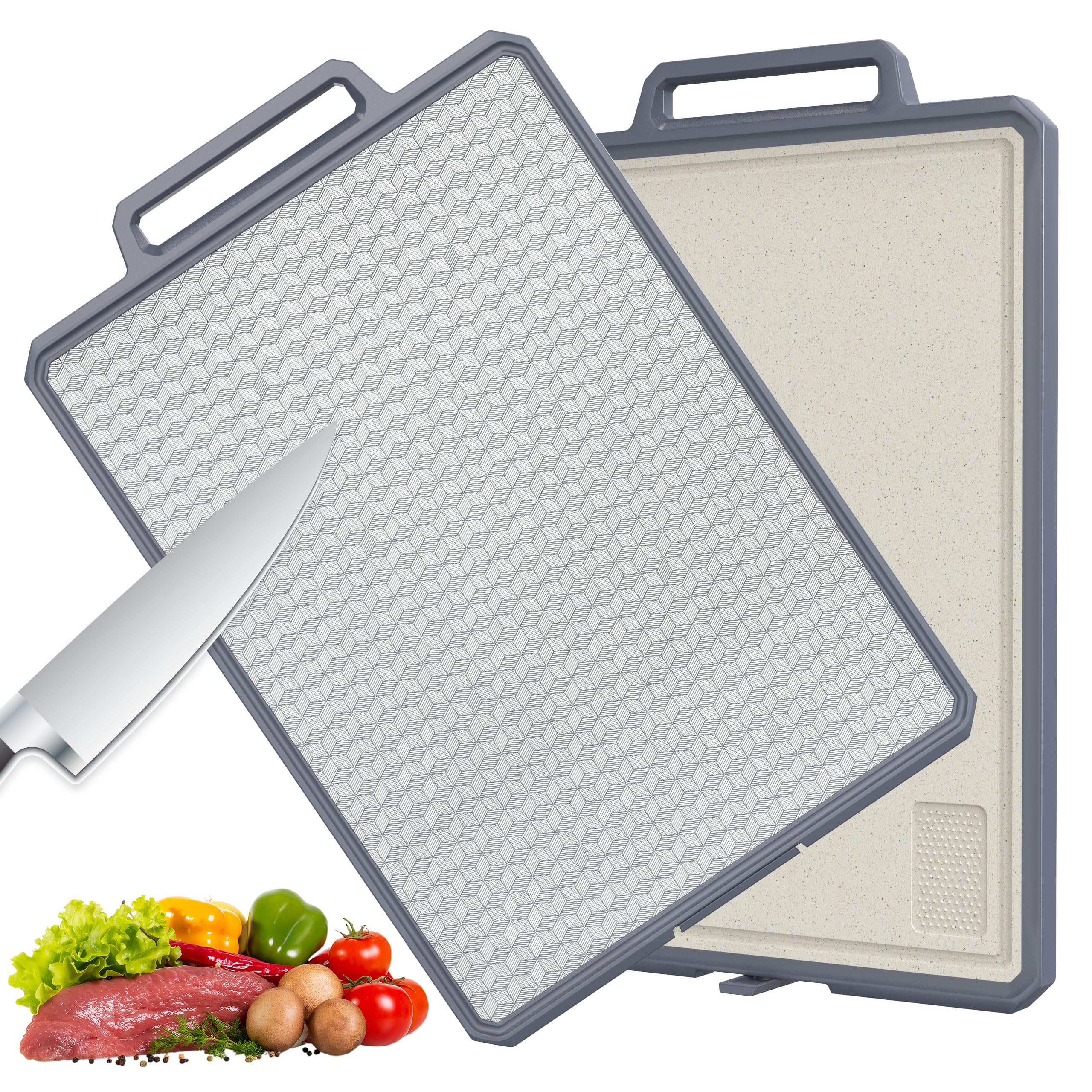 Rottogoon Double-Sided Stainless Steel & Wheat Straw Chopping Board | 40x27cm | Antibacterial 1