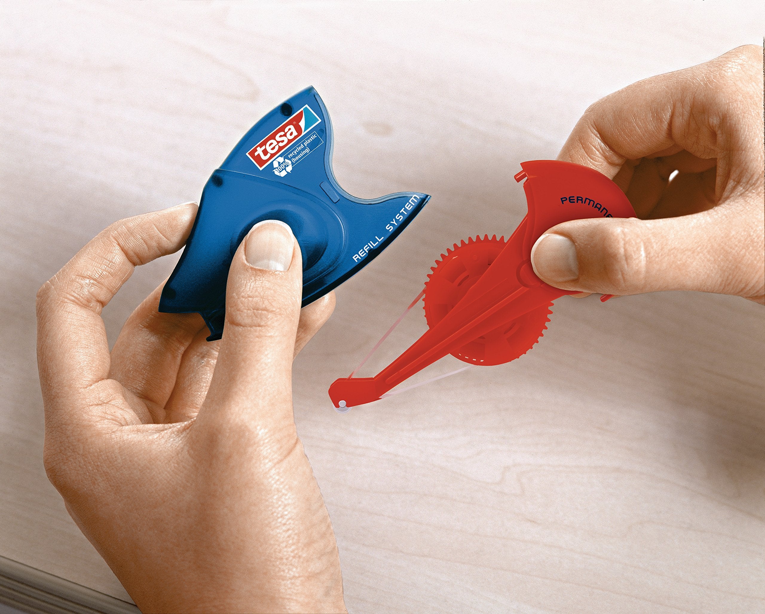 tesa UK Roller Permanent Gluing ecoLogo - Refillable Tape Dispenser | 14 m x 8.4 mm Tape Size 6