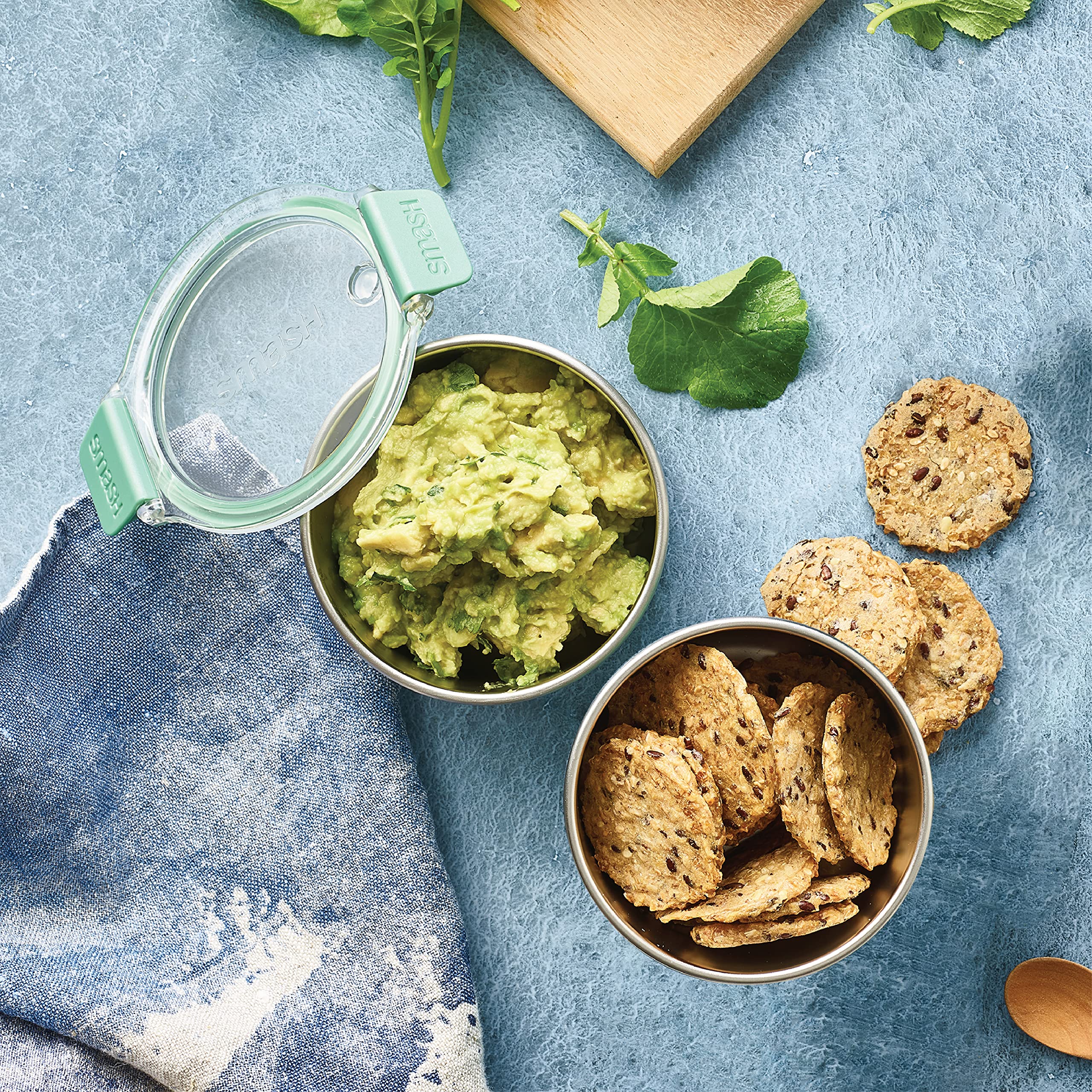 Smash Microwave Safe Stainless Steel Snack Pots - 200ml Capacity, 2 Pack, Sage 4
