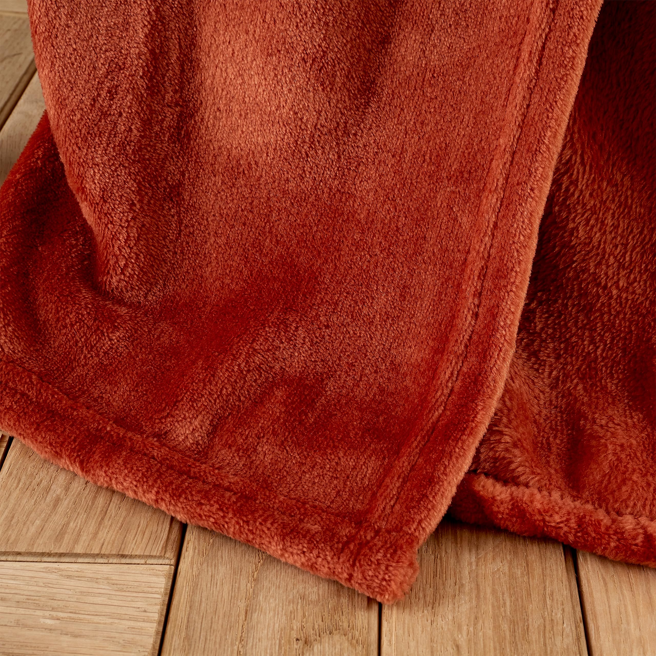 Catherine Lansfield Velvet Touch Raschel Blanket Throw | 130x170cm | Burnt Orange 3
