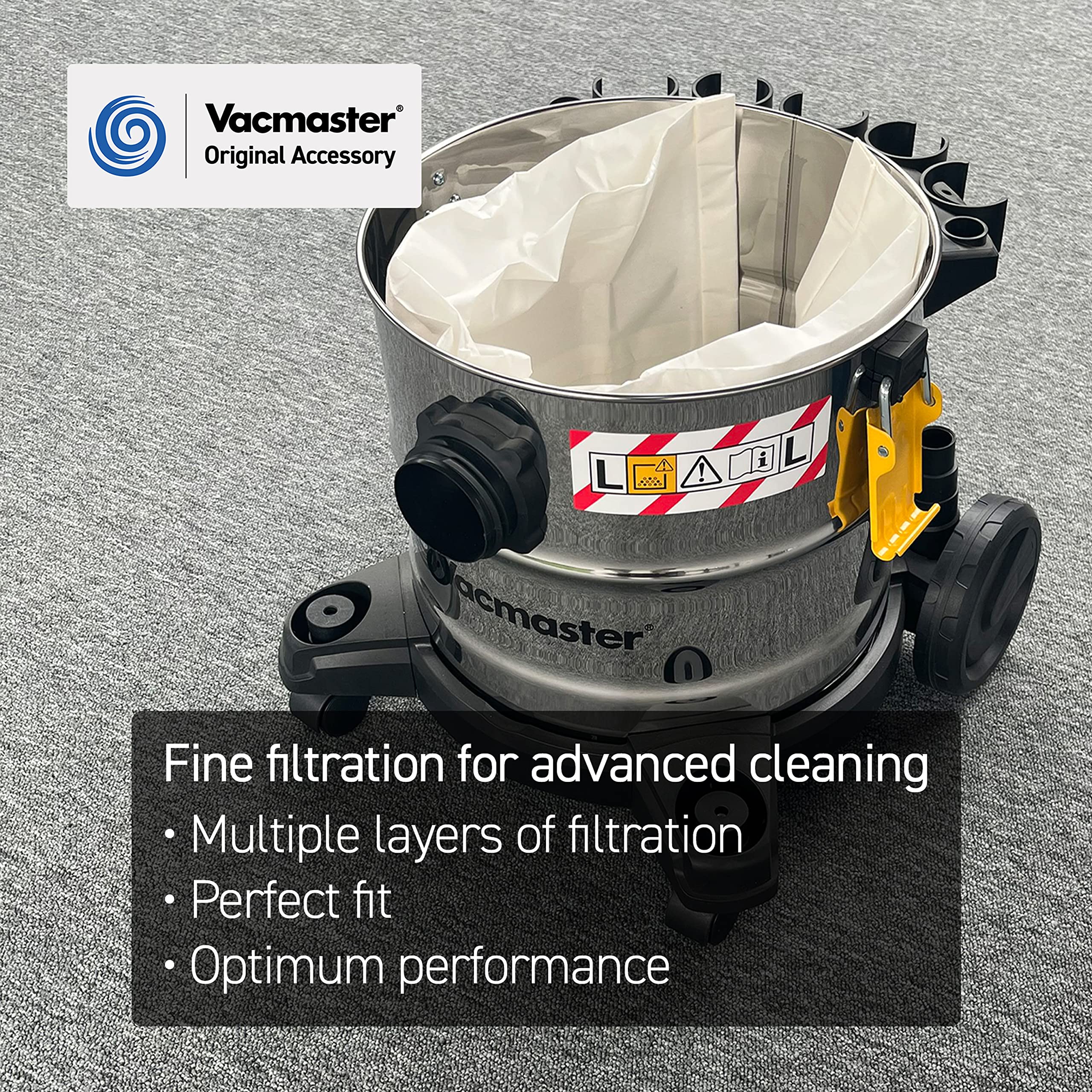 Vacmaster 30L Fine Filtration Dust Bags for Wet & Dry Vacuum Cleaners and Dust Extractors (5 Pack), White 5