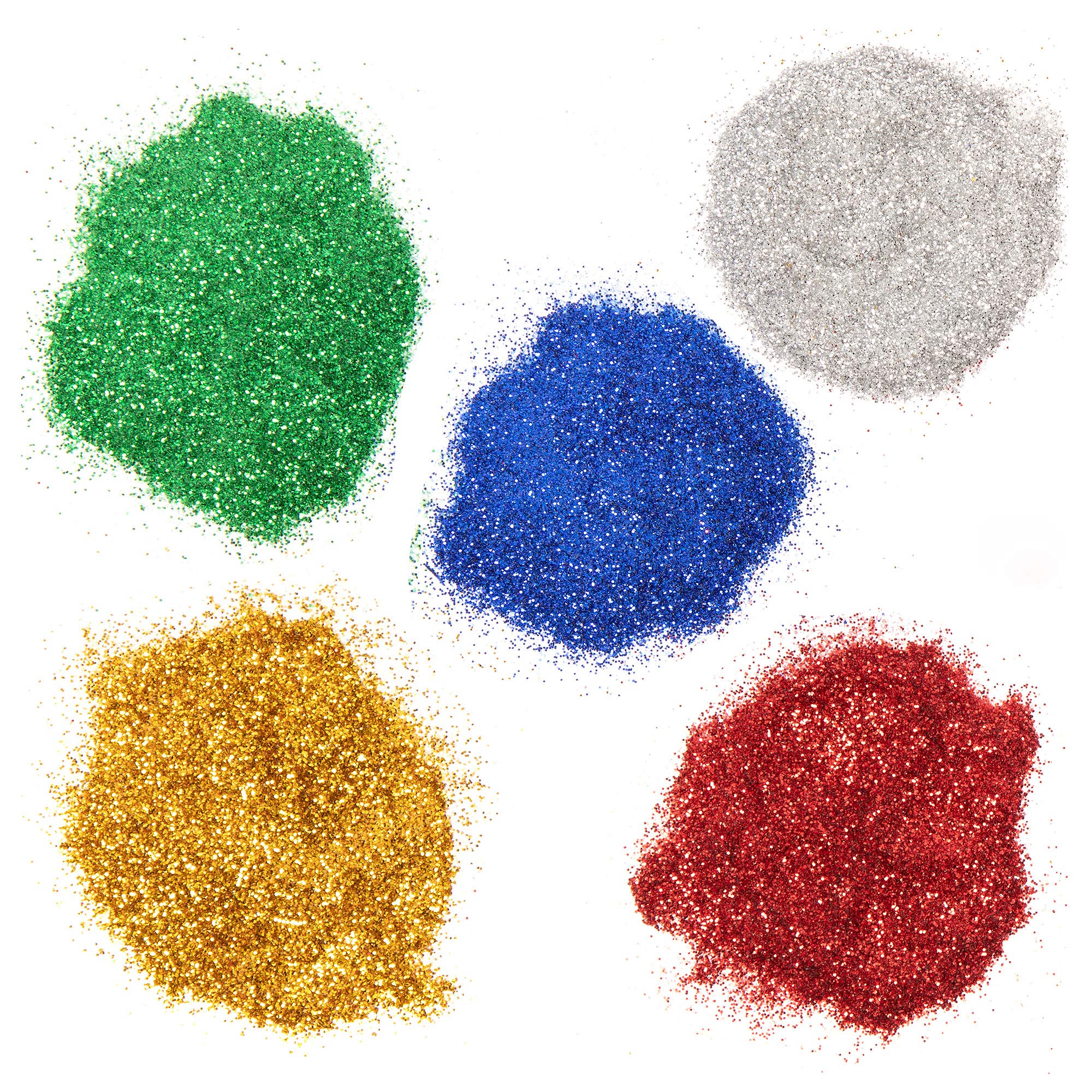 Baker Ross Glitter Shakers - Pack of 5 Assorted Colors (Green, Red, Blue, Gold, Silver) | 15g Each 3