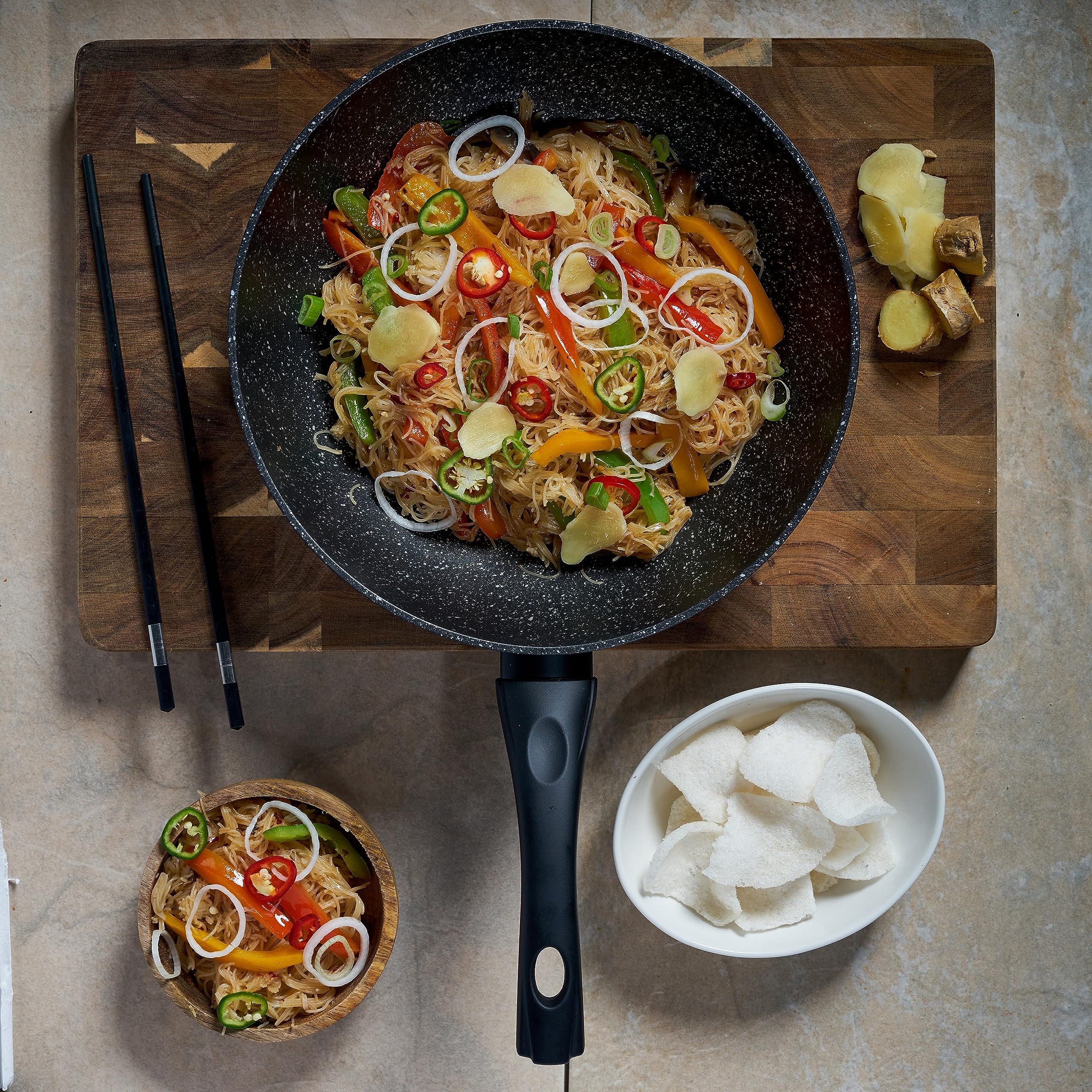 Blackmoor 66160 Classic 28cm Non-Stick Induction Wok | Forged Aluminium Base | Black Marble Effect 2
